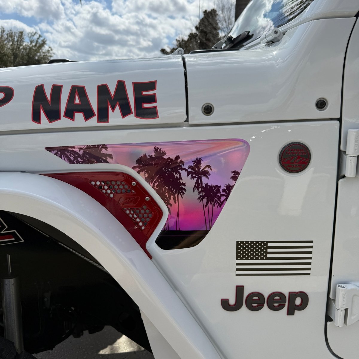 Jeep Fender Vent Holographic "Pink Sunset" Decals Fits 2018-2026 Wrangler JL & Gladiator - Tiny Wrapz