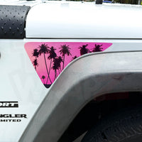 Jeep Fender Vent Vinyl Decals Pair "Pink Sunset" Fits 2007-2017 Wrangler JK - Tiny Wrapz