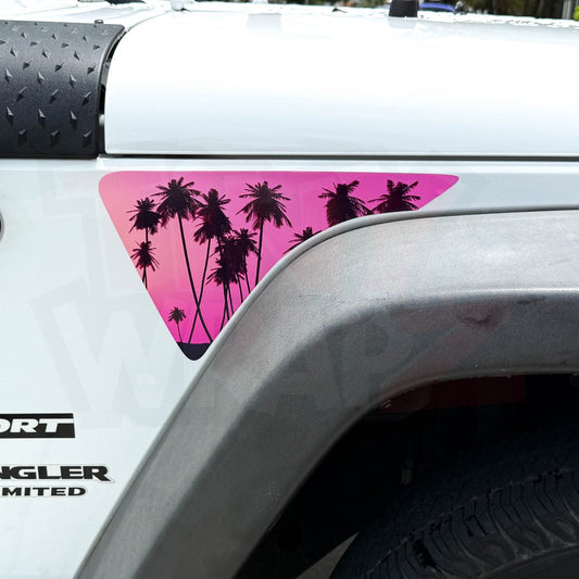 Jeep Fender Vent Vinyl Decals Pair "Pink Sunset" Fits 2007-2017 Wrangler JK - Tiny Wrapz