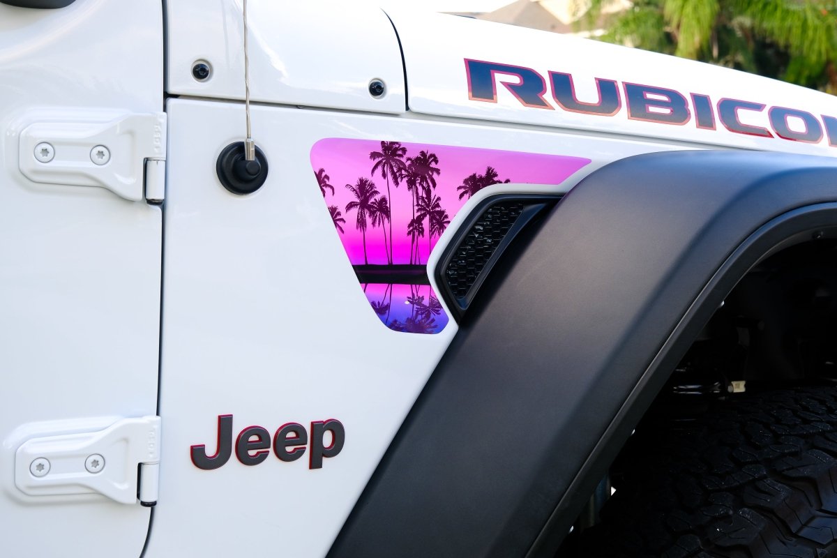 Jeep Fender Vent Vinyl "Pink Sunset" Decals Fits 2018-2026 Wrangler JL & Gladiator - Tiny Wrapz