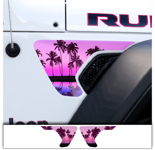 Jeep Fender Vent Vinyl "Pink Sunset" Decals Fits 2018 - 2026 Wrangler JL & Gladiator - Tiny Wrapz
