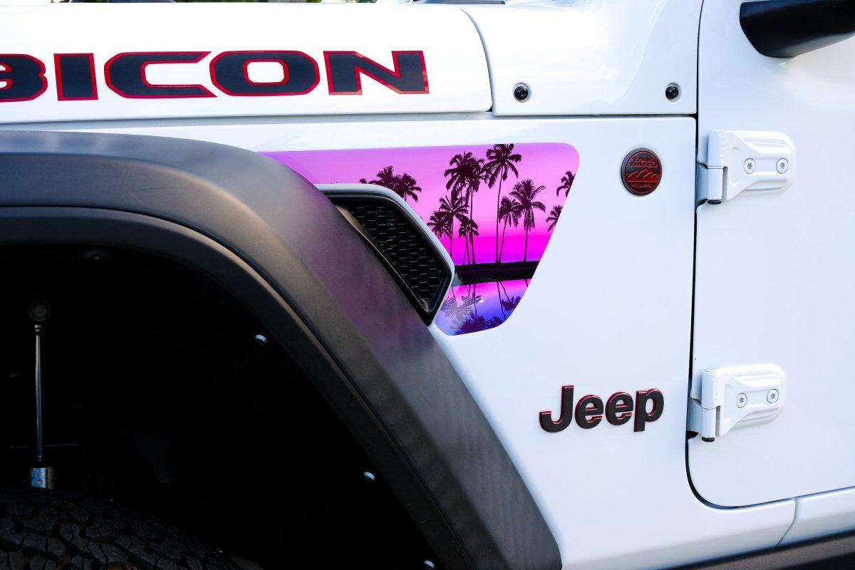 Jeep Fender Vent Vinyl "Pink Sunset" Decals Fits 2018-2026 Wrangler JL & Gladiator - Tiny Wrapz