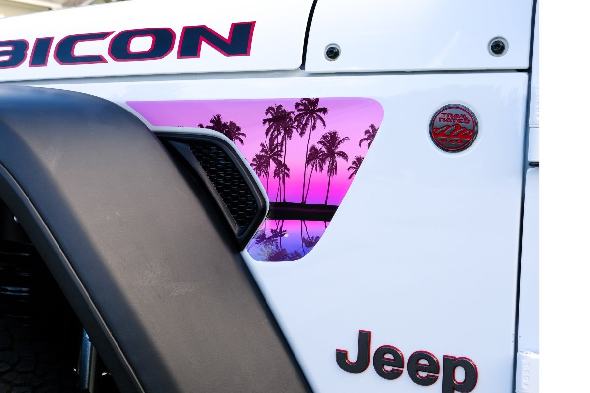 Jeep Fender Vent Vinyl "Pink Sunset" Decals Fits 2018-2026 Wrangler JL & Gladiator - Tiny Wrapz