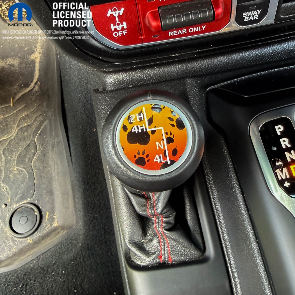 Jeep Shift Knob Premium Vinyl "Bear Paw" Sticker Fits 2018-2026 Wrangler JL & Gladiator - Tiny Wrapz