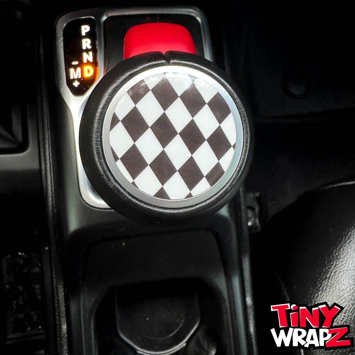 Jeep Shift Knob Premium Vinyl "Checkered Flag" Sticker Fits 2018-2026 Wrangler JL & Gladiator - Tiny Wrapz