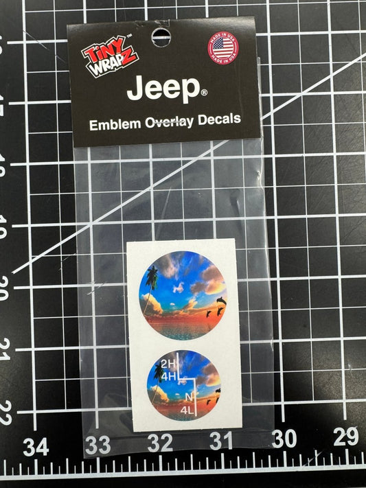 Jeep Shift Knob Premium Vinyl "Dolphin Sunset" Sticker Fits 2018 - 2026 Wrangler JL & Gladiator - Tiny Wrapz