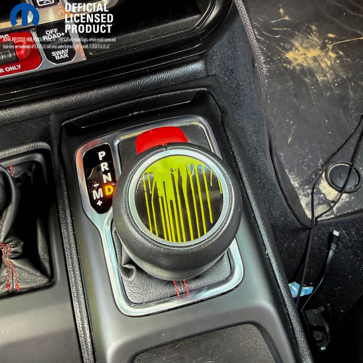 Jeep Shift Knob Premium Vinyl "Dripping Lime Green" Sticker Fits 2018-2026 Wrangler JL & Gladiator - Tiny Wrapz