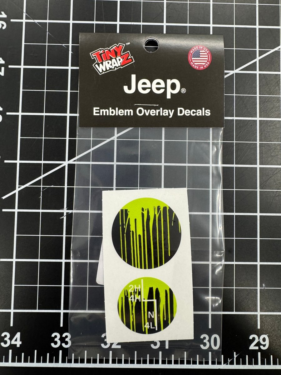Jeep Shift Knob Premium Vinyl "Dripping Lime Green" Sticker Fits 2018 - 2026 Wrangler JL & Gladiator - Tiny Wrapz