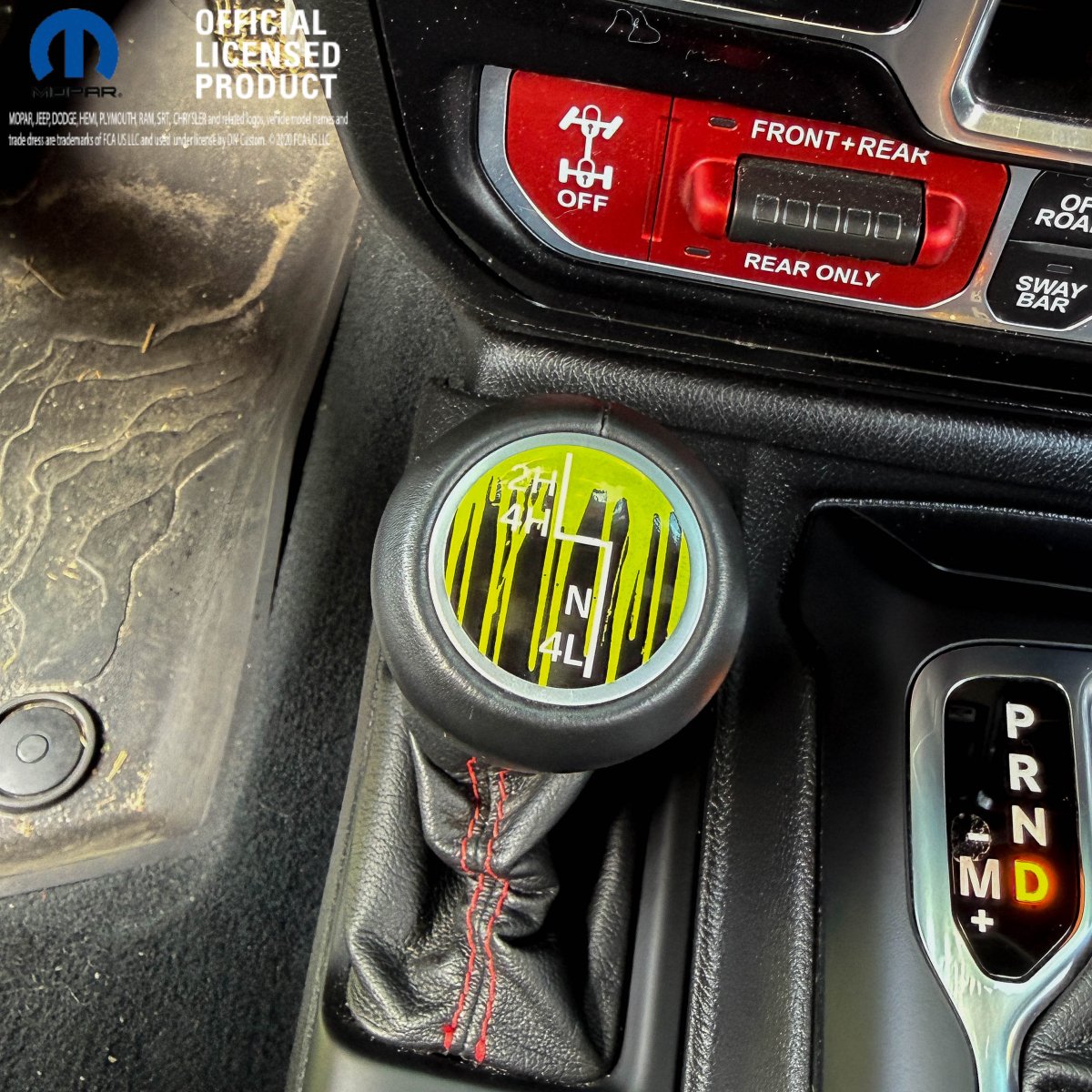 Jeep Shift Knob Premium Vinyl "Dripping Lime Green" Sticker Fits 2018-2026 Wrangler JL & Gladiator - Tiny Wrapz
