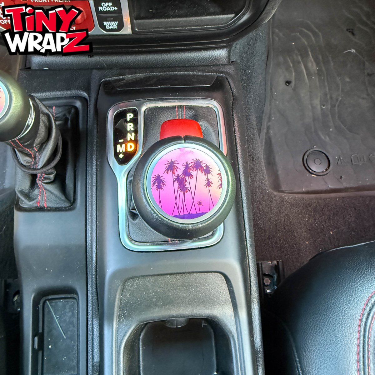 Jeep Shift Knob Premium Vinyl "Pink Sunset" Sticker Fits 2018-2026 Wrangler JL & Gladiator - Tiny Wrapz