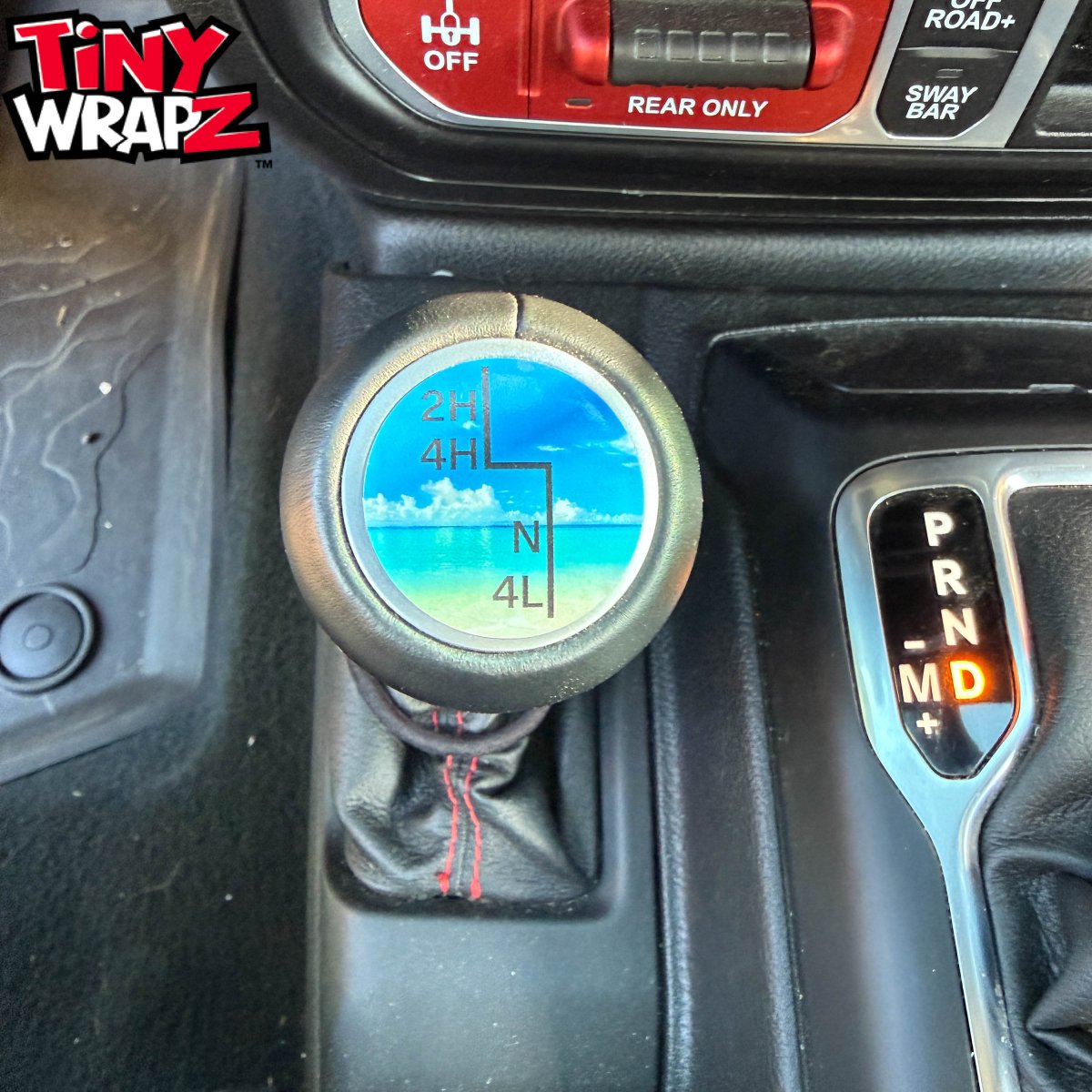 Jeep Shift Knob Premium Vinyl "The Beach" Sticker Fits 2018-2026 Wrangler JL & Gladiator - Tiny Wrapz