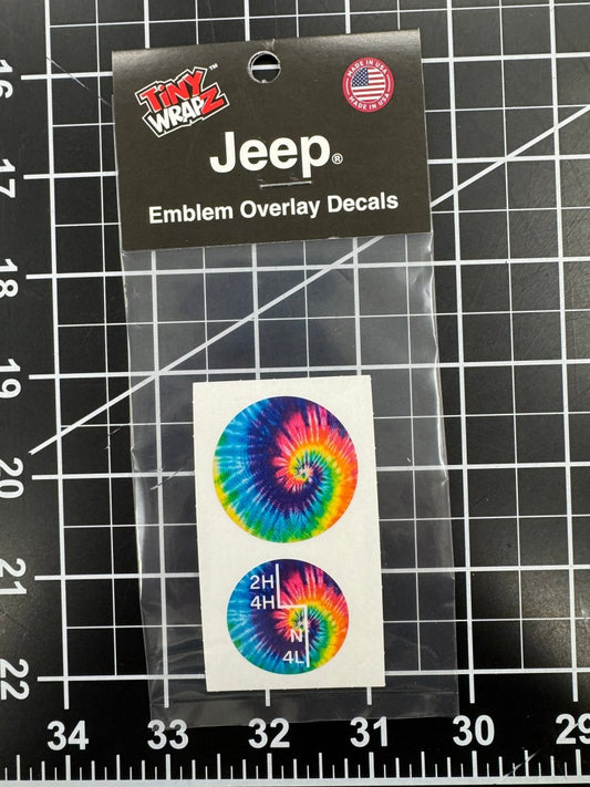 Jeep Shift Knob Premium Vinyl "Tie Dye" Sticker Fits 2018 - 2026 Wrangler JL & Gladiator - Tiny Wrapz