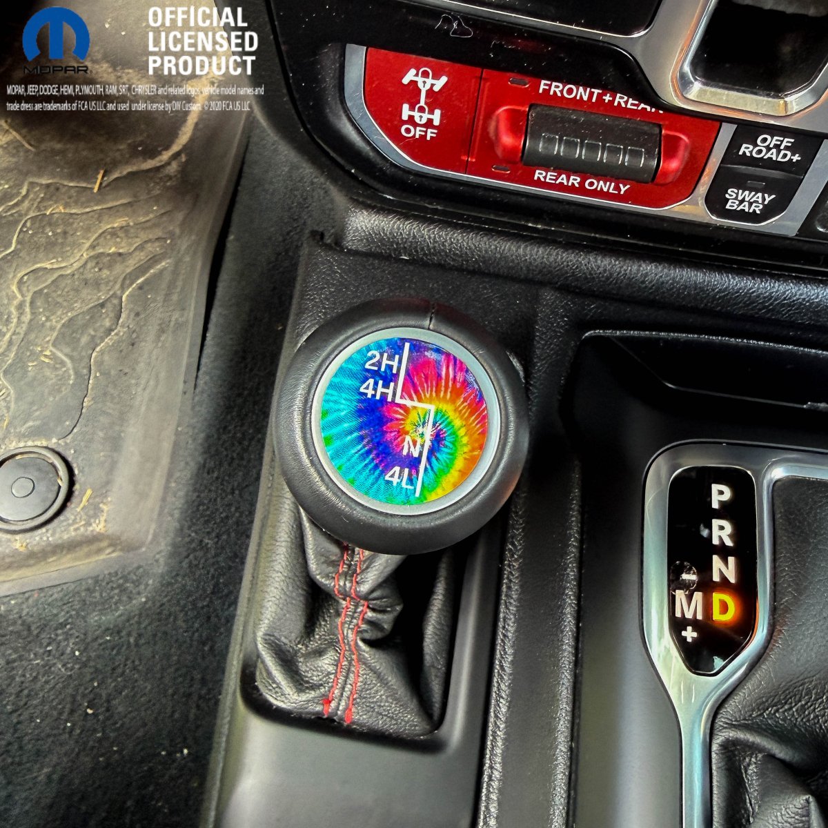 Jeep Shift Knob Premium Vinyl "Tie Dye" Sticker Fits 2018-2026 Wrangler JL & Gladiator - Tiny Wrapz
