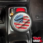 Jeep Shift Knob Premium Vinyl "Topographic American Flag" Sticker Fits 2018-2026 Wrangler JL & Gladiator - Tiny Wrapz