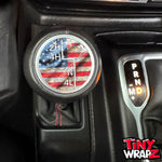 Jeep Shift Knob Premium Vinyl "Topographic American Flag" Sticker Fits 2018-2026 Wrangler JL & Gladiator - Tiny Wrapz