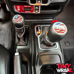Jeep Shift Knob Premium Vinyl "Topographic American Flag" Sticker Fits 2018-2026 Wrangler JL & Gladiator - Tiny Wrapz