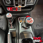 Jeep Shift Knob Premium Vinyl "Topographic American Flag" Sticker Fits 2018-2026 Wrangler JL & Gladiator - Tiny Wrapz