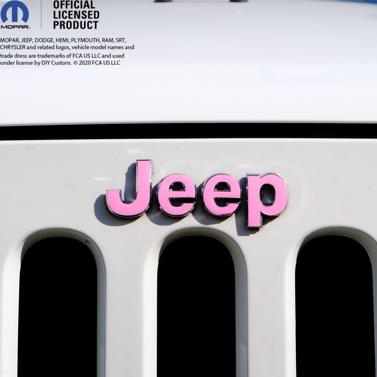 Jeep Wrangler JK Grill Emblem Overlay Decals Satin Soft Pink Fits 2007 - 2018 - Tiny Wrapz