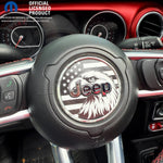 Jeep Wrangler JK Steering Wheel Circle Black & White Bald Eagle American Flag Vinyl Decal Sticker 2007-2017 - Tiny Wrapz