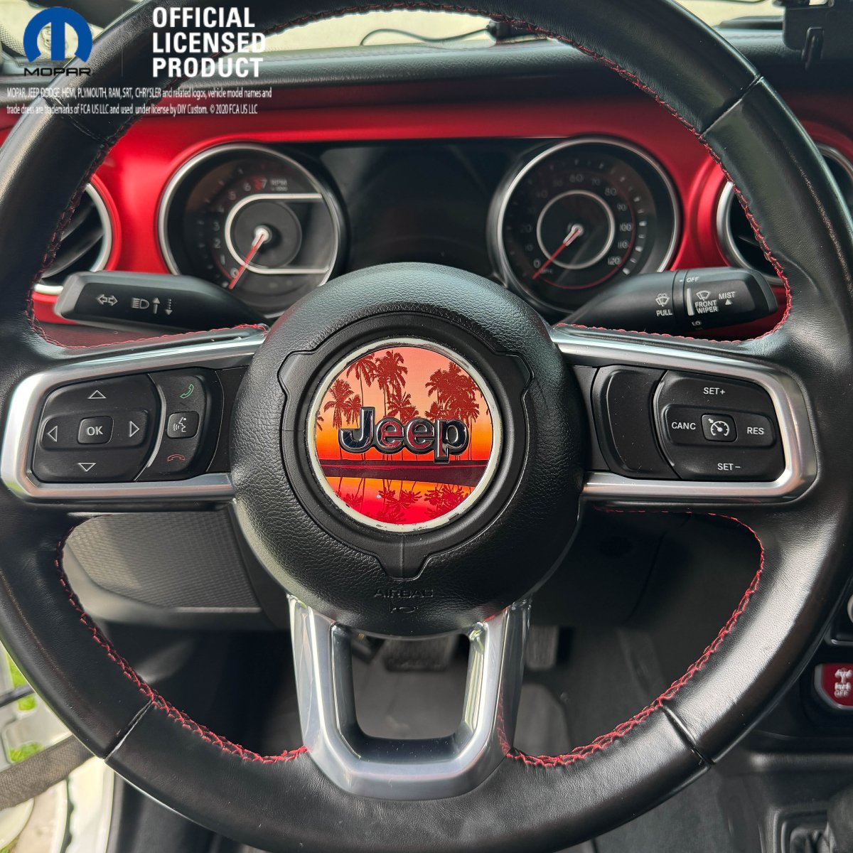 Jeep Wrangler JK Steering Wheel Circle Orange Coral Sunset Vinyl Decal Sticker 2007-2017 - Tiny Wrapz