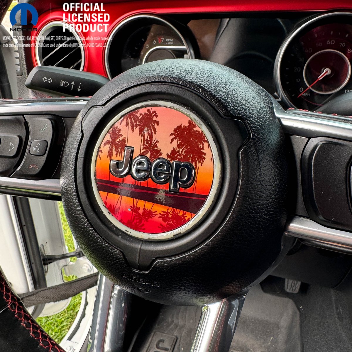 Jeep Wrangler JK Steering Wheel Circle Orange Coral Sunset Vinyl Decal Sticker 2007-2017 - Tiny Wrapz