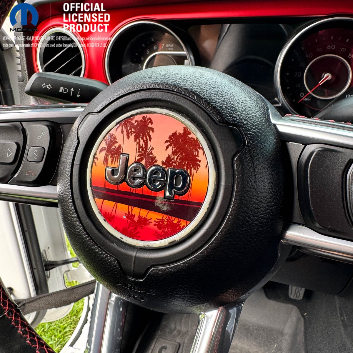 Jeep Wrangler JK Steering Wheel Circle Orange Coral Sunset Vinyl Decal Sticker 2007-2017 - Tiny Wrapz