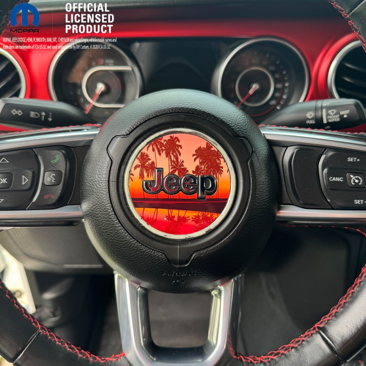 Jeep Wrangler JK Steering Wheel Circle Orange Coral Sunset Vinyl Decal Sticker 2007-2017 - Tiny Wrapz