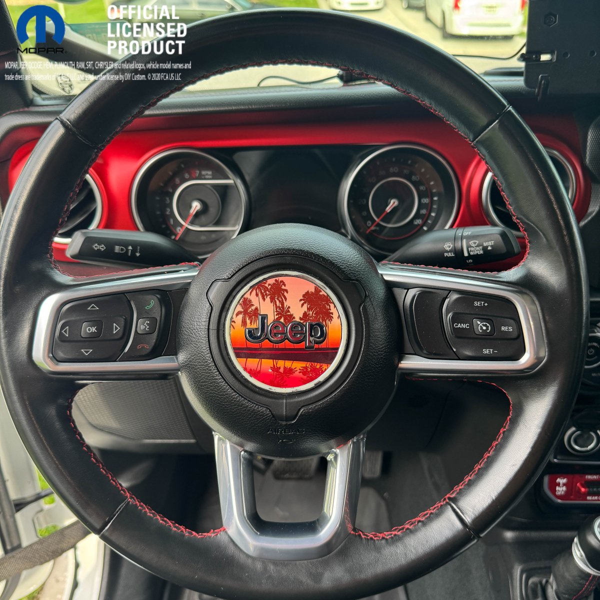Jeep Wrangler JK Steering Wheel Circle Orange Coral Sunset Vinyl Decal Sticker 2007-2017 - Tiny Wrapz