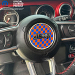 Jeep Wrangler JL Gladiator Steering Wheel Blue & Orange Circle Checkered Flag Vinyl Decal Sticker - Tiny Wrapz