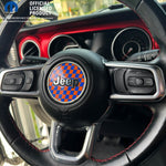Jeep Wrangler JL Gladiator Steering Wheel Blue & Orange Circle Checkered Flag Vinyl Decal Sticker - Tiny Wrapz