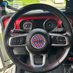 Jeep Wrangler JL Gladiator Steering Wheel Blue & Orange Circle Checkered Flag Vinyl Decal Sticker - Tiny Wrapz