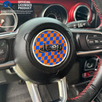 Jeep Wrangler JL Gladiator Steering Wheel Blue & Orange Circle Checkered Flag Vinyl Decal Sticker - Tiny Wrapz