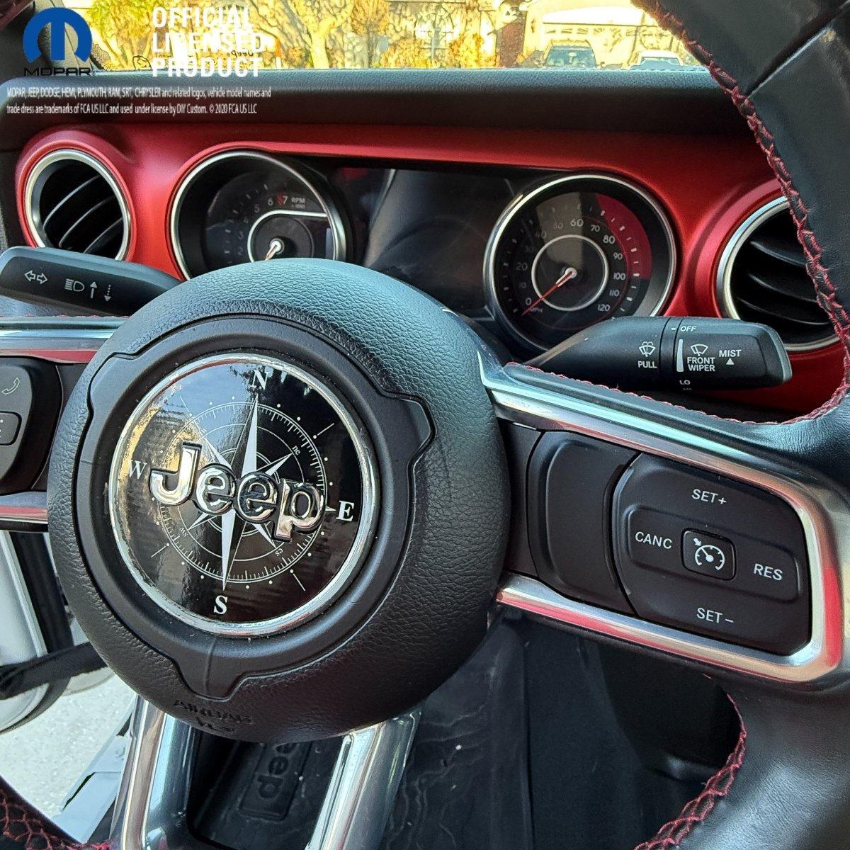 Jeep Wrangler JL Gladiator Steering Wheel Circle Black & White Compass Vinyl Decal Sticker - Tiny Wrapz