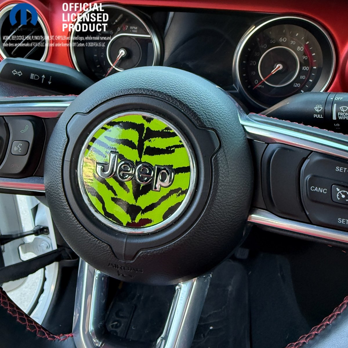 Jeep Wrangler JL Gladiator Steering Wheel Circle Green Tiger Vinyl Decal Sticker - Tiny Wrapz