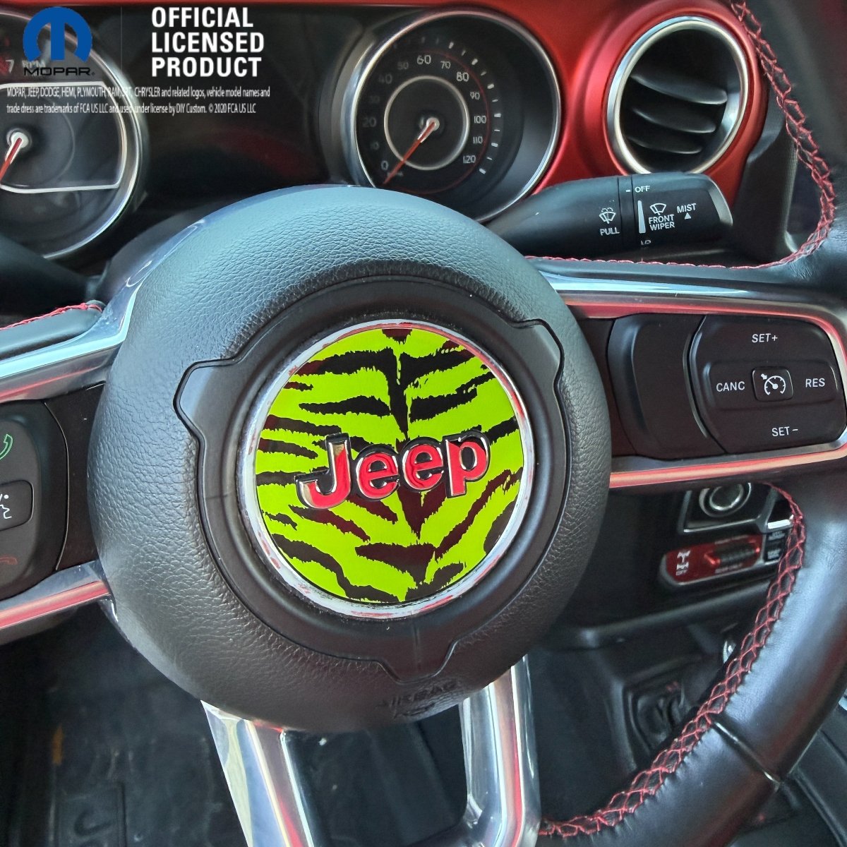 Jeep Wrangler JL Gladiator Steering Wheel Circle Green Tiger Vinyl Decal Sticker - Tiny Wrapz