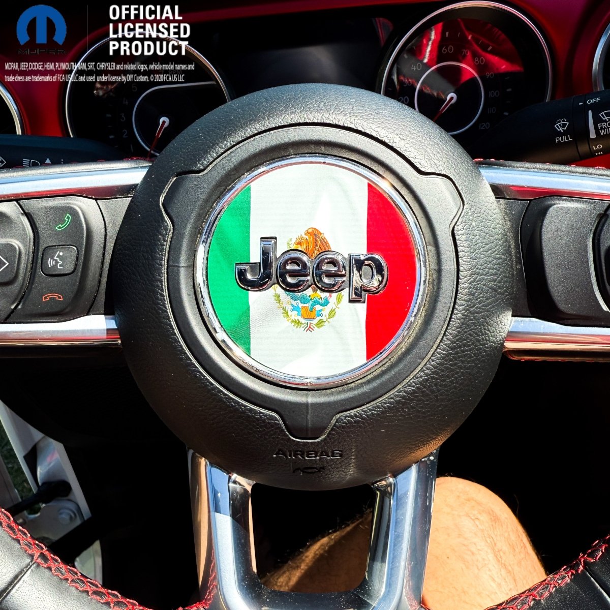 Jeep Wrangler JL Gladiator Steering Wheel Circle Mexican Flag Vinyl Decal Sticker - Tiny Wrapz
