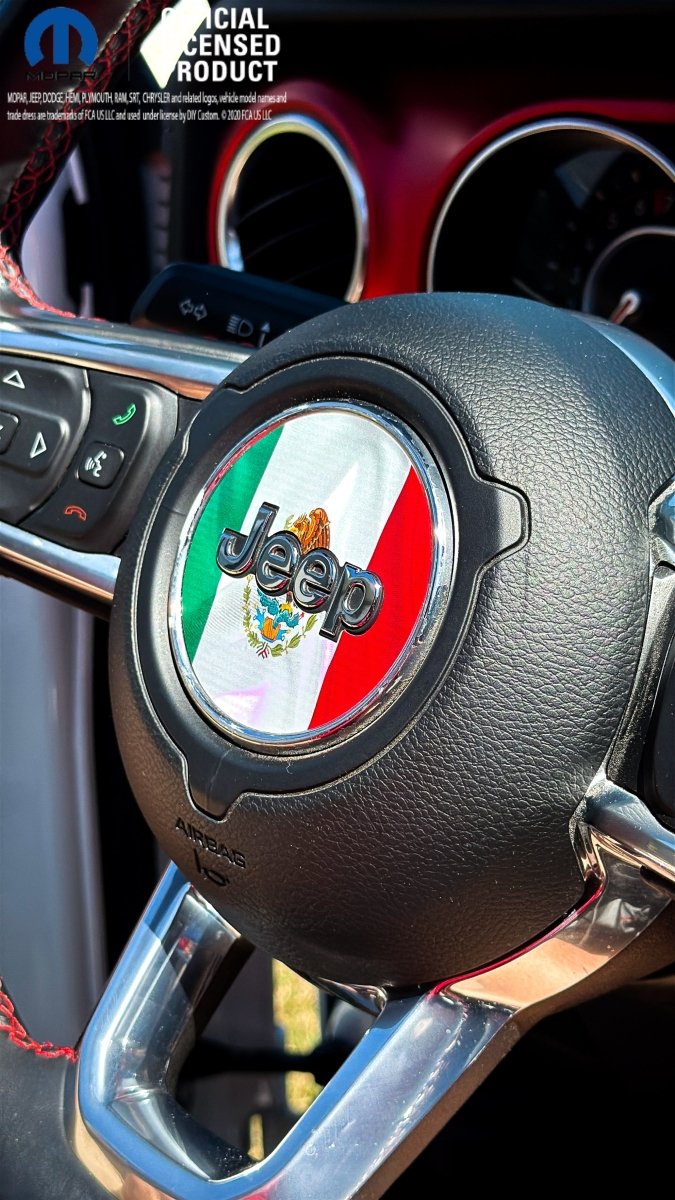 Jeep Wrangler JL Gladiator Steering Wheel Circle Mexican Flag Vinyl Decal Sticker - Tiny Wrapz