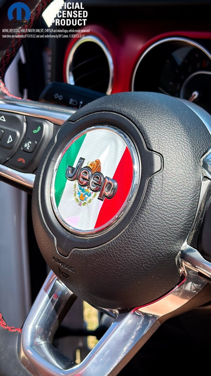 Jeep Wrangler JL Gladiator Steering Wheel Circle Mexican Flag Vinyl Decal Sticker - Tiny Wrapz