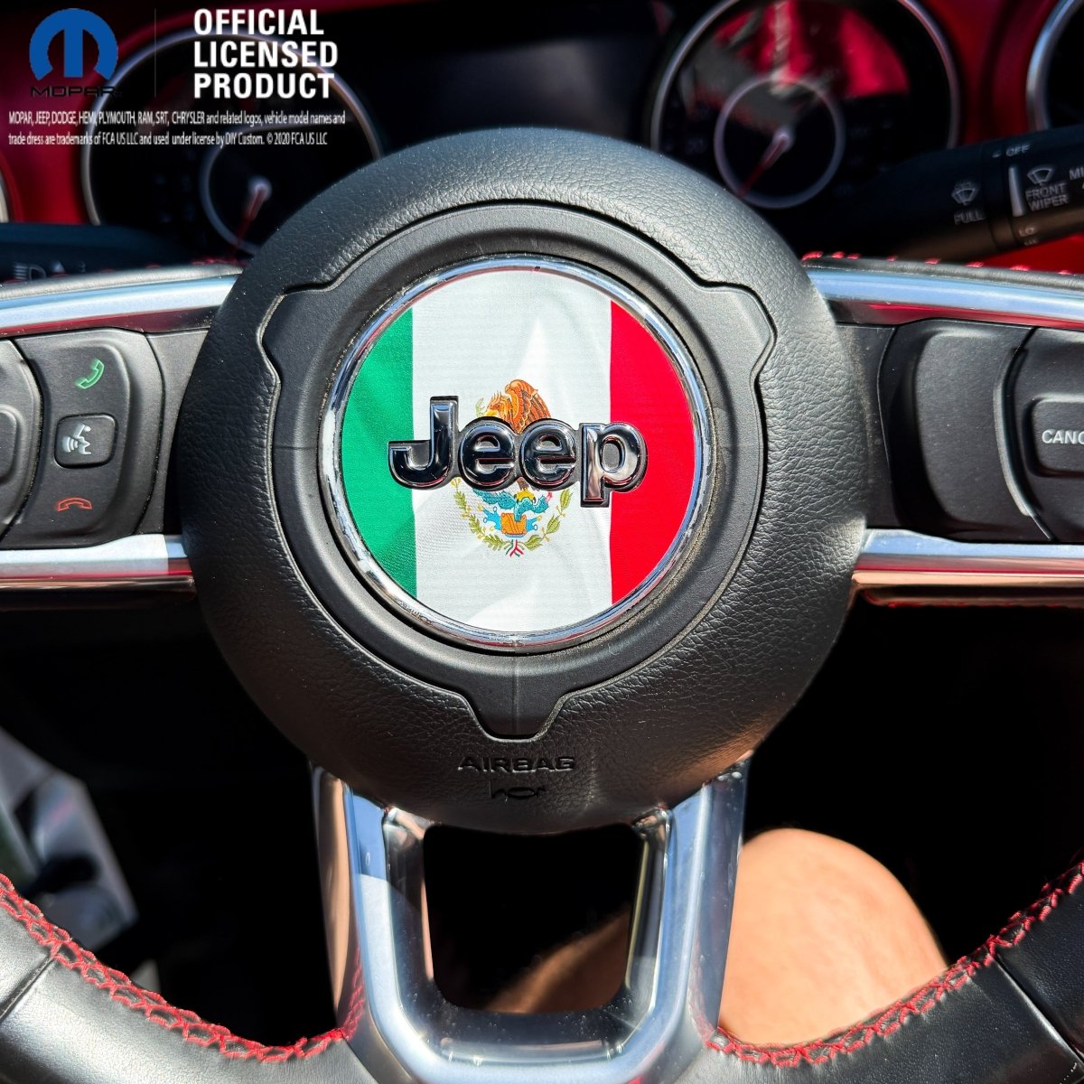 Jeep Wrangler JL Gladiator Steering Wheel Circle Mexican Flag Vinyl Decal Sticker - Tiny Wrapz