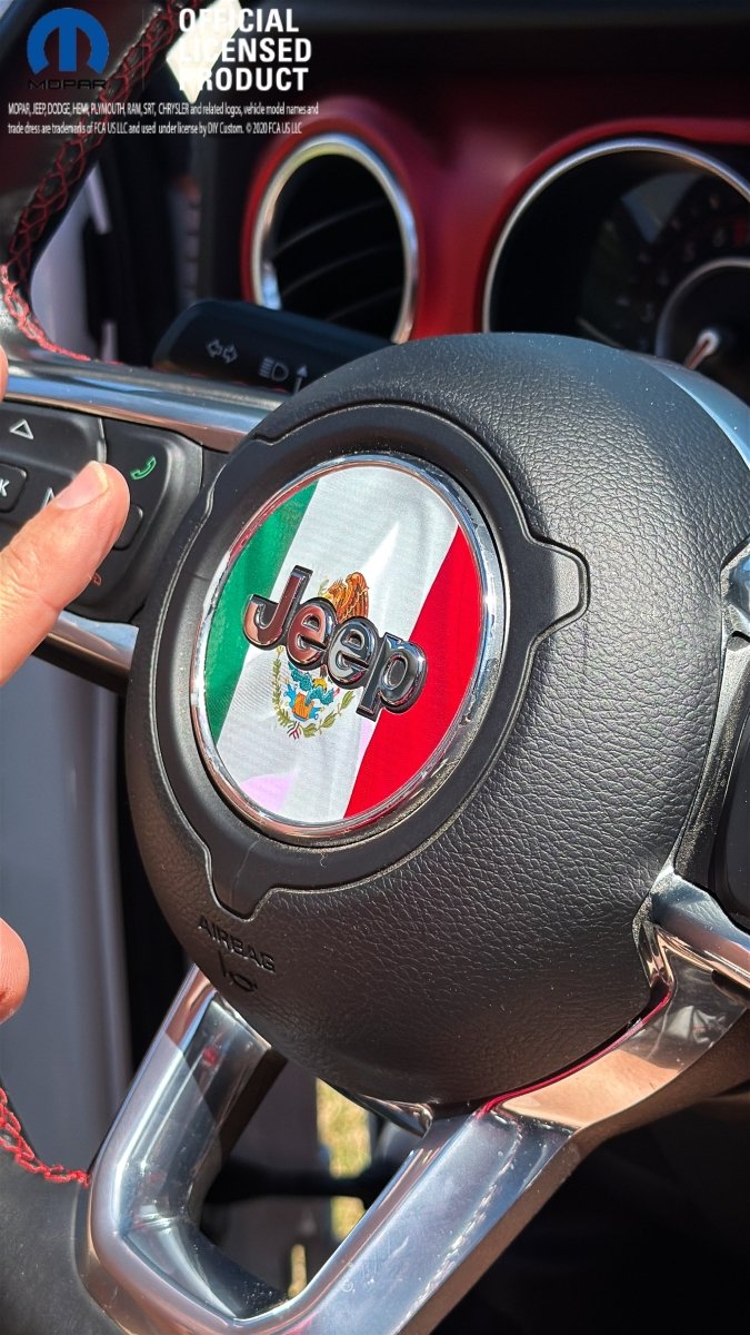 Jeep Wrangler JL Gladiator Steering Wheel Circle Mexican Flag Vinyl Decal Sticker - Tiny Wrapz