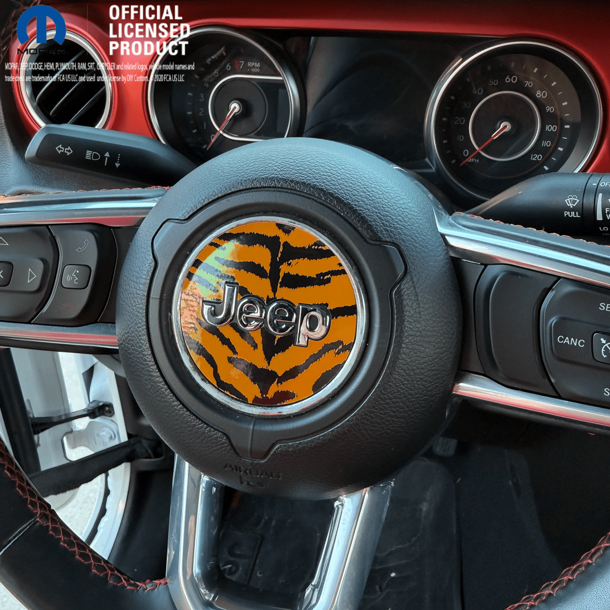 Jeep Wrangler JL Gladiator Steering Wheel Circle Orange Tiger Vinyl Decal Sticker - Tiny Wrapz