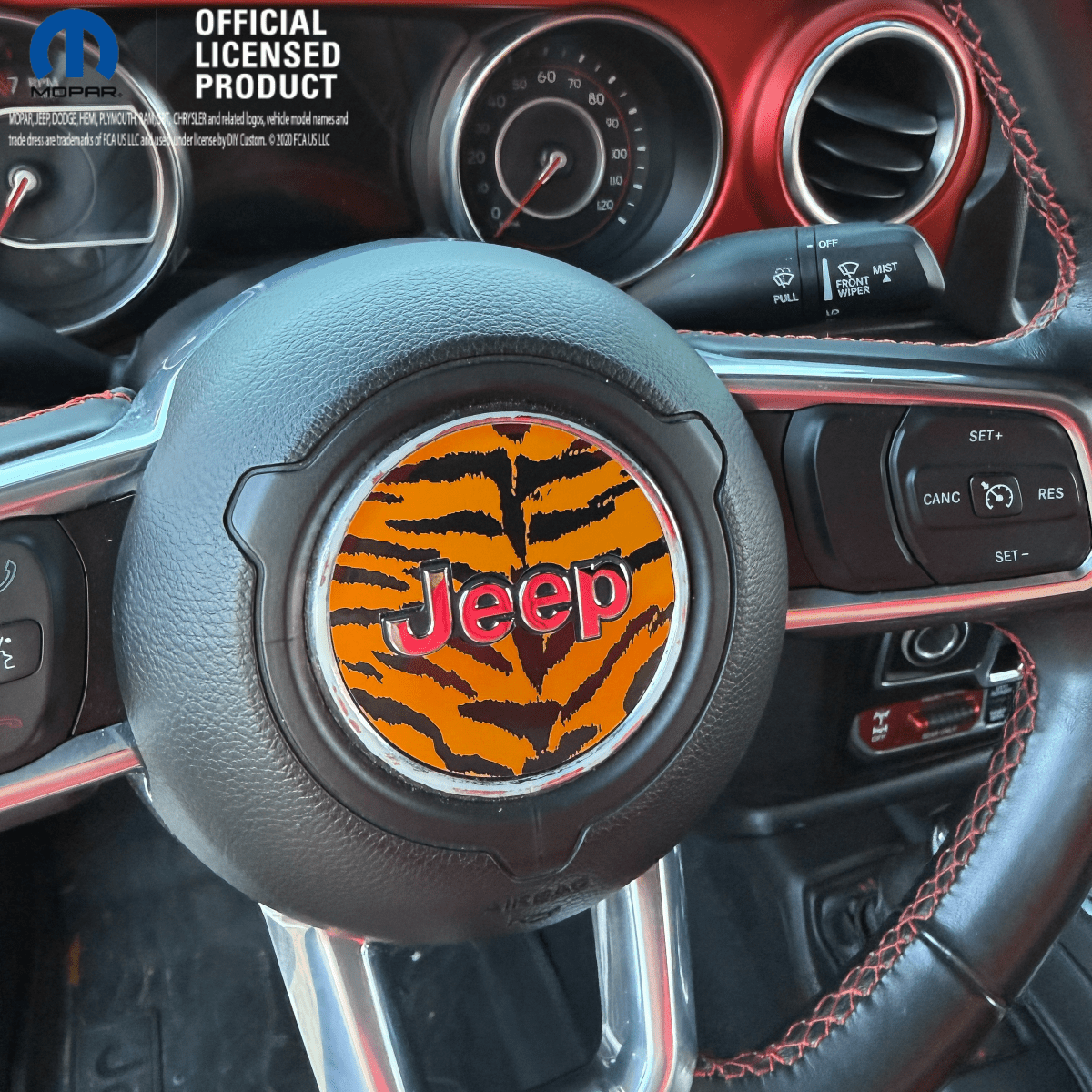Jeep Wrangler JL Gladiator Steering Wheel Circle Orange Tiger Vinyl Decal Sticker - Tiny Wrapz