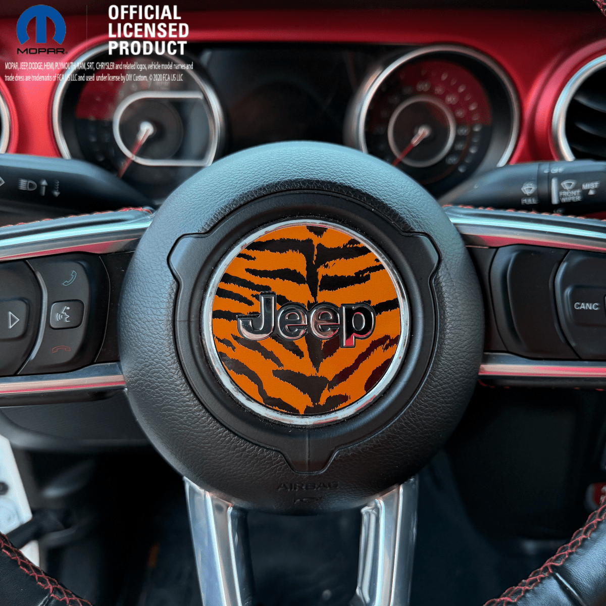 Jeep Wrangler JL Gladiator Steering Wheel Circle Orange Tiger Vinyl Decal Sticker - Tiny Wrapz