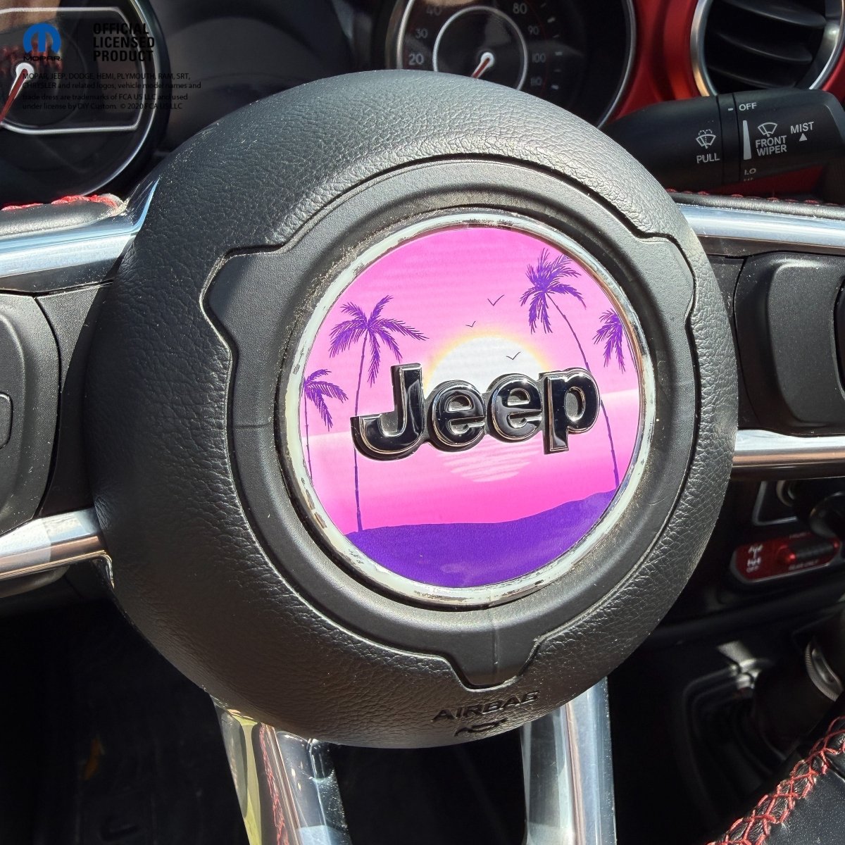 Jeep Wrangler JL Gladiator Steering Wheel Circle Pink Sunrise Vinyl Decal Sticker - Tiny Wrapz
