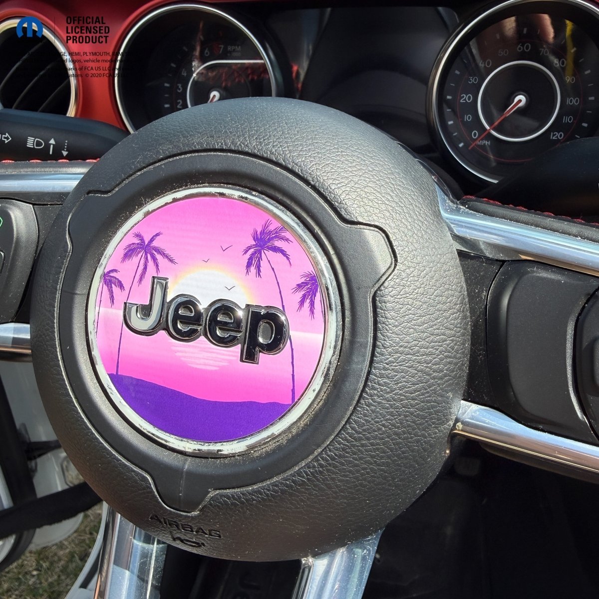 Jeep Wrangler JL Gladiator Steering Wheel Circle Pink Sunrise Vinyl Decal Sticker - Tiny Wrapz