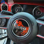 Jeep Wrangler JL Gladiator Steering Wheel Circle Red T-Rex Skeleton Vinyl Decal Sticker - Tiny Wrapz