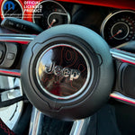 Jeep Wrangler JL Gladiator Steering Wheel Circle Topographic Black with Red Vinyl Decal Sticker - Tiny Wrapz