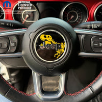 Jeep Wrangler JL Gladiator Steering Wheel Circle Yellow T-Rex Skeleton Vinyl Decal Sticker - Tiny Wrapz