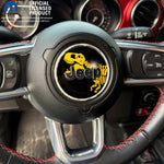 Jeep Wrangler JL Gladiator Steering Wheel Circle Yellow T-Rex Skeleton Vinyl Decal Sticker - Tiny Wrapz