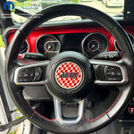 Jeep Wrangler JL Gladiator Steering Wheel Maroon and Tan Circle Checkered Flag Vinyl Decal Sticker - Tiny Wrapz